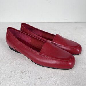 Enzo Angiolini Womens Red Leather Loafer Flats Sz 6.5
